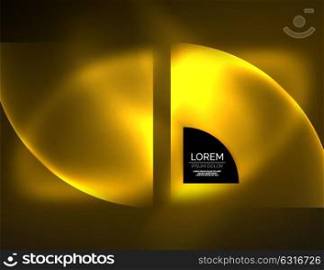 Abstract vector round banner. Abstract vector round banner, glowing round elements, geometric shape abstract background, golden yellow color