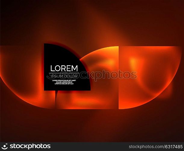 Abstract vector round banner. Abstract vector round banner, glowing round elements, geometric shape abstract background, red and orange colors