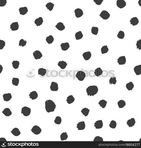 Abstract vector seamless pattern. Black dots texture background. Freehand drawing of scattered spots vector. Wallpaper, paper, fabric, textile design.. Abstract vector seamless pattern. Black dots texture background.