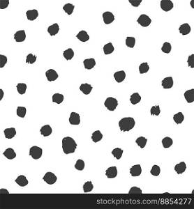 Abstract vector seamless pattern. Black dots texture background. Freehand drawing of scattered spots vector. Wallpaper, paper, fabric, textile design.. Abstract vector seamless pattern. Black dots texture background.