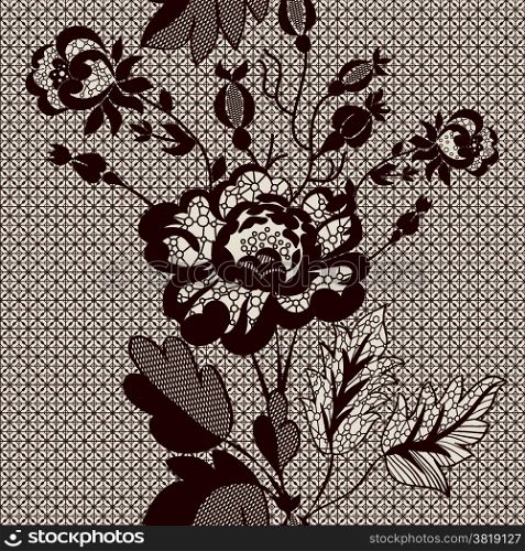 Abstract vector seamless pattern with lace flowers