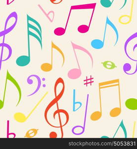 Abstract vector seamless pattern with music notes