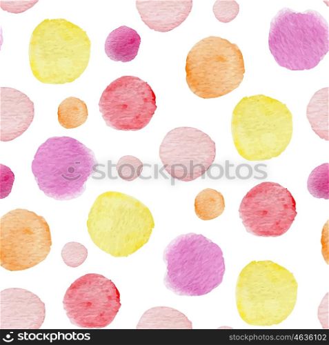 Abstract vector seamless pattern with round watercolor blots