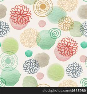 Abstract vector seamless pattern with watercolor blots