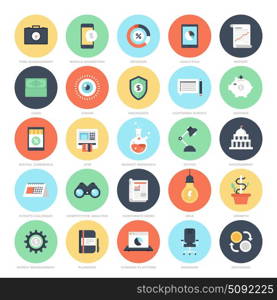Abstract vector set of colorful flat business and finance icons. Concepts and design elements for mobile and web applications.