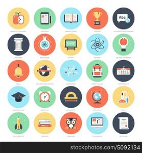Abstract vector set of colorful flat education and knowledge icons. Creative concepts and design elements for mobile and web applications.. Education and Knowledge