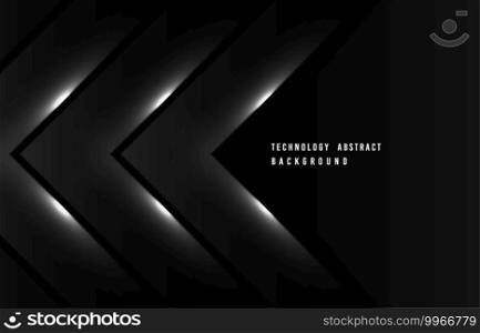 Abstract vector tech of black design decorative artwork futuristic with white glitters effect template. Overlapping 3D design header background. illustration vector