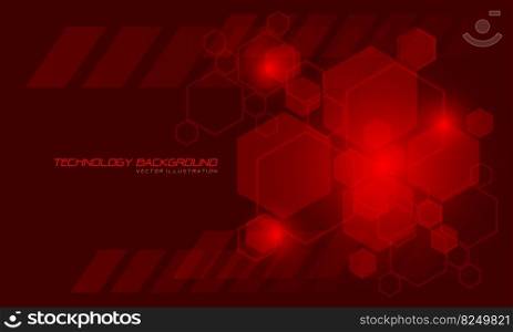 Abstract vector technology red hexagon geometric futuristic design modern creative background illustration.