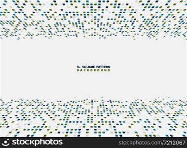 Abstract vector technology square blue and green modern cover design background. You can use for ad, poster, presentation, artwork, copy space of text. illustration vector eps10