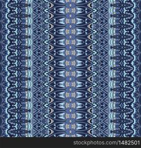 Abstract vector tribal ethnic background blue striped seamless pattern for fabric textile. Abstract vector tribal ethnic background seamless pattern