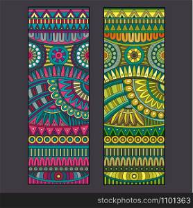 Abstract vector tribal ethnic background set. Two variants of color. Abstract vector tribal ethnic background set.