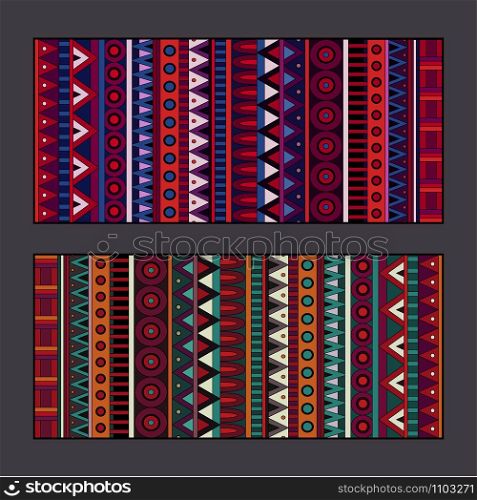 Abstract vector tribal ethnic banners background set. Tribal ethnic background set