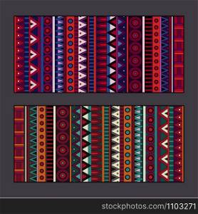 Abstract vector tribal ethnic banners background set. Tribal ethnic background set