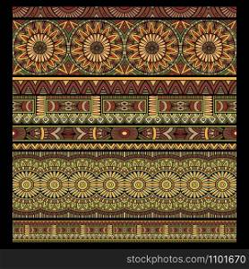 Abstract vector tribal ethnic seamless stripes background set