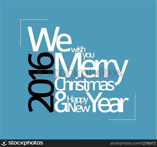 Abstract vector typography Christmas card - season words, blue version