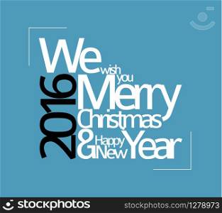 Abstract vector typography Christmas card - season words, blue version