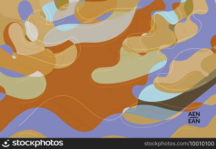 Abstract vector wallpaper, art terrazzo pattern with wavy shapes and lines in earthy natural color.Minimal modern template for fashion seasonal sale advertising  marketing technologies.