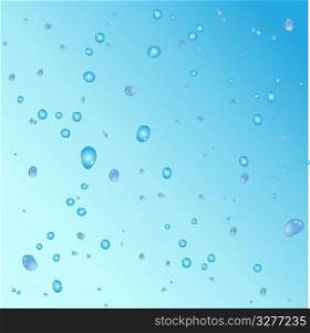 Abstract Vector water drops on blue background