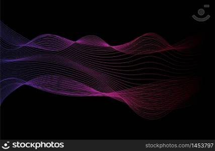 Abstract vector wave on black background, modern illustration.