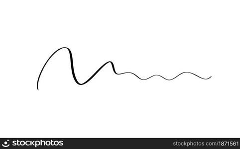 Abstract Vector Wavy calligraphy line divider. Black illustration. Element of design for posters and flyers story.. Abstract Vector Wavy calligraphy line divider. Black illustration. Element of design for posters and flyers story