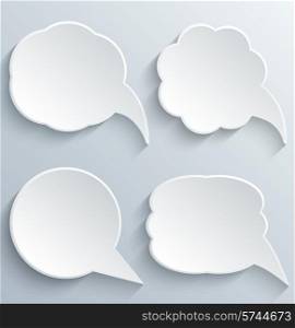 Abstract Vector White Speech Bubbles Set on Grey Background