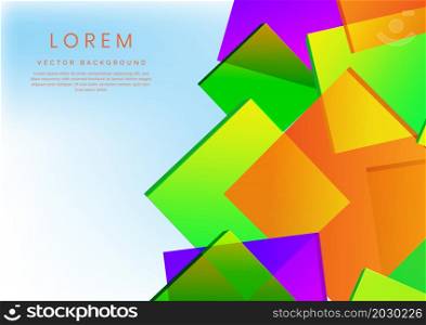 Abstract vibrant geometric square pattern colorful overlapping on light blue Background. Vector Illustration