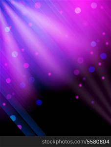 Abstract vibrant glitter background night club glowing purple light rays twinkling effect pattern poster vector illustration