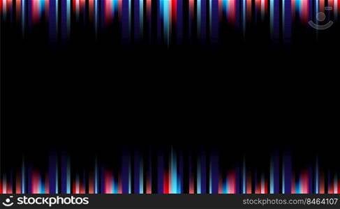 Abstract vibrant stripe lighting vertical lines blue and red color on black background with space for your text. Vector illustration