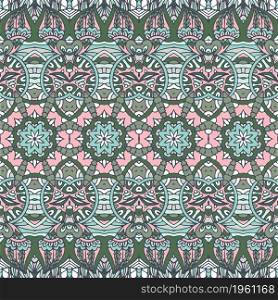 Abstract victorian style ornamental textile design. Ethnic boho style seamless pattern.. Ornamental ethnic geometric vintage background texture seamless pattern vector