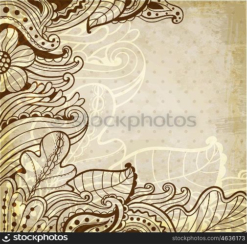 Abstract vintage floral background. Hand drawn vector illustration.