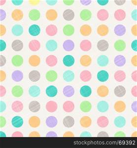Abstract Vintage Polka Dots Circles Pattern Background With Fabric Texture. Perfect for nursery, birthday, circus themed designs. craft. Vector Illustration