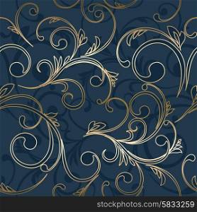 Abstract vintage seamless damask pattern. Vector vintage gold card with seamless damask pattern EPS 10