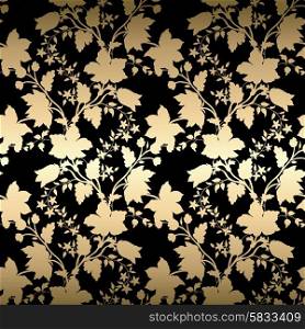 Abstract vintage seamless damask pattern. Vector vintage gold card with seamless floral pattern EPS 10