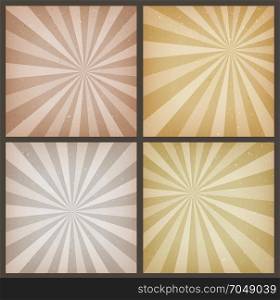 Abstract Vintage Sunbeams Backgrounds Set. Illustration of a set of retro vintage faded sunbeams poster background with grunge texture