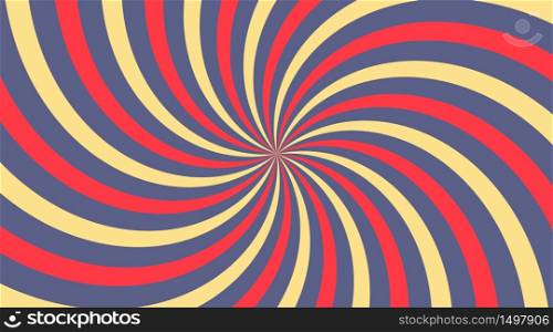 Abstract vintage sunlight of red yellow and blue colors background. Carnival circus tent. Star burst sun beam vector illustration