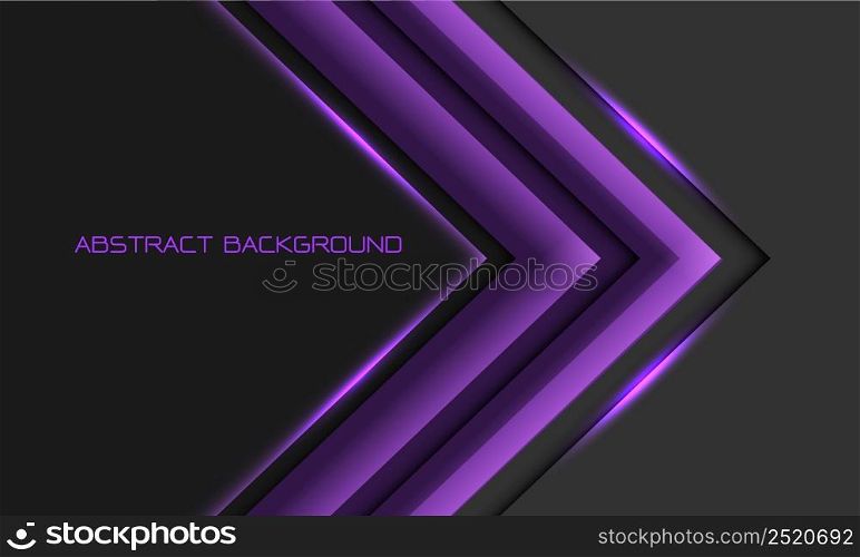 Abstract violet arrow direction on grey with blank space design modern futuristic background vector