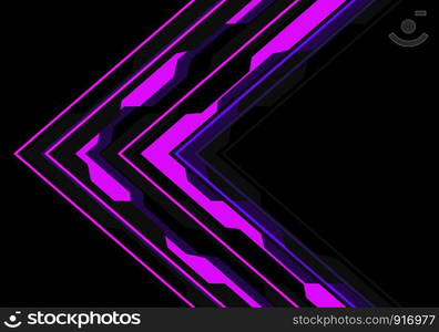 Abstract violet arrow polygon circuit light on black design modern futuristic background vector illustration.