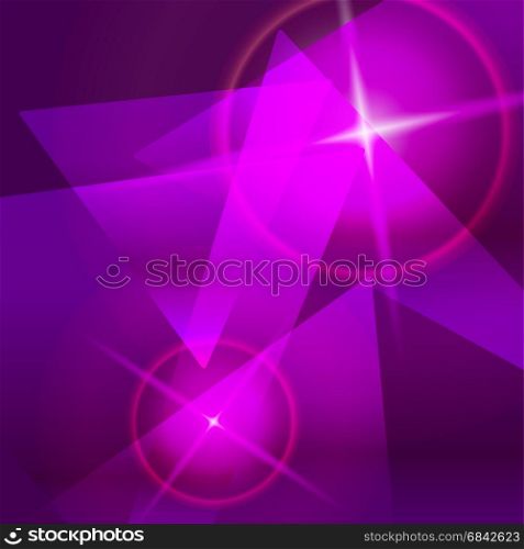 Abstract violet magic shiny vector background. Decorative design purple triangles deep space motion energy fantasy illustration.