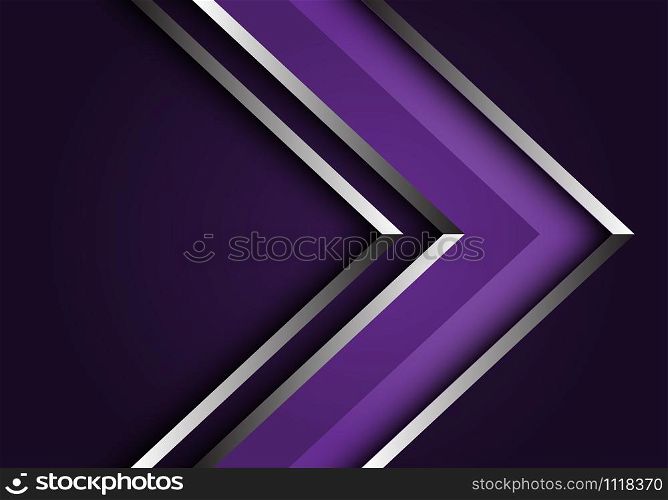 Abstract violet silver line arrow direction design modern luxury futuristic background vector illustration.