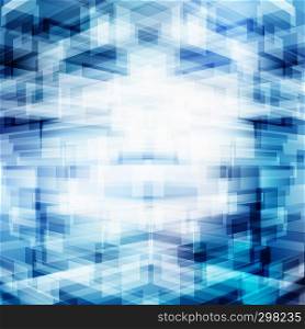 Abstract virtual technology 3D futuristic geometric overlapping on blue background with lighting. Digital big data perspective. Building X-ray transparency.Vector Illustration
