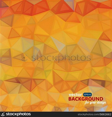 Abstract vivid orange background with triangles. Vector illustration.