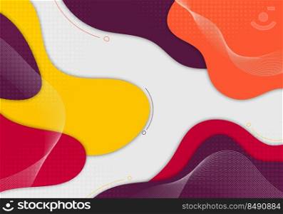 Abstract vivid style colors design decorative artwork template. Overlapping artwork style with halftone background. Vector