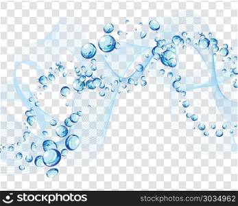 Abstract water background. Abstract water vector background with bubbles of air and transparency