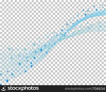 Abstract water background with bubbles of air with transparency grid on back. Vector Illustration.