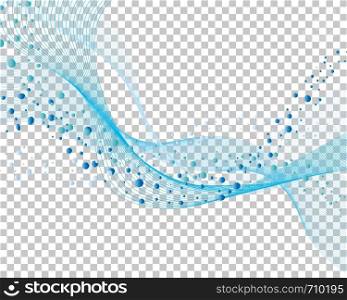 Abstract water background with transparency grid on back. Vector Illustration.