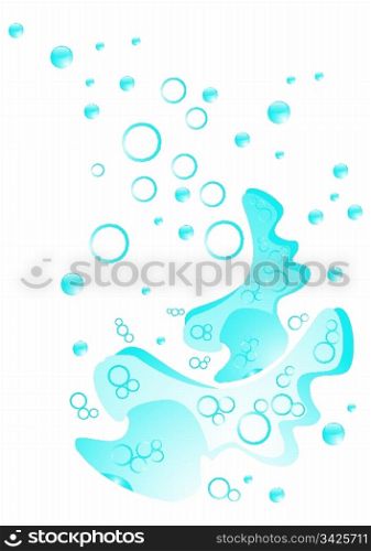 Abstract water splash with blue bubbles