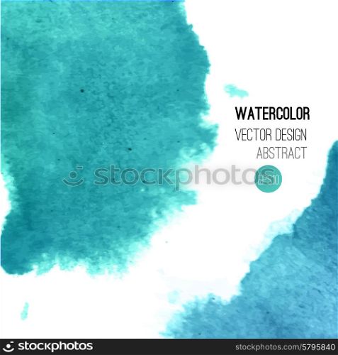 Abstract watercolor background. Blue Hand drawn watercolor backdrop, texture, stain watercolors on wet paper. Vector illustration