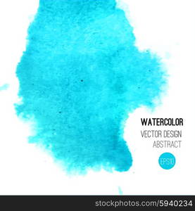 Abstract watercolor background. Blue Hand drawn watercolor backdrop, texture, stain watercolors on wet paper. Vector illustration