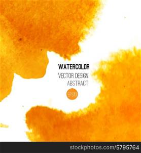 Abstract watercolor background. Orange Hand drawn watercolor backdrop, texture, stain watercolors on wet paper. Vector illustration