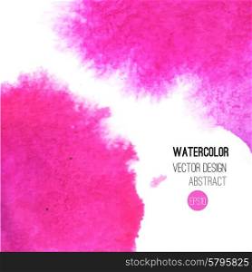 Abstract watercolor background. Pink Hand drawn watercolor backdrop, texture, stain watercolors on wet paper. Vector illustration